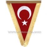 Nakış işlemeli Türk Bayrak Armalı Üçgen Flama tek taraflı 35X50 cm