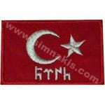 Ayylıdız Göktürkçe Türk Bayrak nakış işleme arma patch peç Kırmızı 7,5 x 4,5 cm