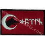Ayylıdız Göktürkçe Türk Bayrak nakış işleme arma patch peç Kurt 8x4,5 cm