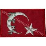 Ayylıdız Göktürkçe Türk Bayrak nakış işleme arma patch peç 7,5x4,5 cm