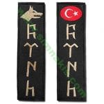 Göktürkçe Türk Ayyıldız Bozkurt Arma 2 li set Patch 13x3,5 cm