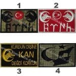 Göktürkçe Kurdun dişine kan değdi korkun nakış işleme arma 8x5 cm