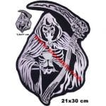 azrail ölüm nakış işleme arma patch 2 parça 7,5x11 cm ve 21x30 cm