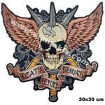 Deat dishonor before ölüm kuru kafa nakış işleme arma patch 30x30 cm