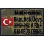 Askeri personel isimliği nakış işleme arma patch 6x9 cm