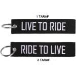 Ride to live nakış işleme anahtarlık çift taraflı 3x13 cm