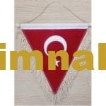 Nakış işlemeli Türk Bayrak Armalı Üçgen Flama 20x25 cm