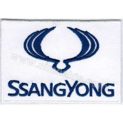 Ssangyong Logo Nakış İşleme Arma Amblem Patch Beyaz 9x5,5 cm