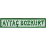 Personel Yaka isimliği Nakış İşleme Beyaz Yeşil 10x2 cm