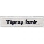 Personel Yaka isimliği Nomex Tüpraş Nakış İşleme Beyaz Siyahı 12x3 cm isimlik
