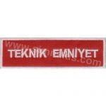 Nomex Petkim Personel Yaka Görev isimliği Teknik Emniyet Nakış İşleme 10x3 cm isimlik