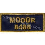 Müdür Personel Yaka isimliği Nakış İşleme arma patch isimlik gold ip 3x7 cm