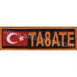 Personel Yaka isimliği Bayraklı Ta8ate Nakış İşleme 9,5x3 cm isimlik