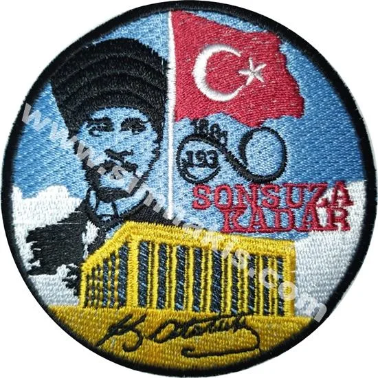 89050e14-9bc8-411c-a011-9275950ab0d7 (1) Atatürk sonsuza kadar nakış işleme arma patch peç 9,5x9,5 cm - Görsel 1