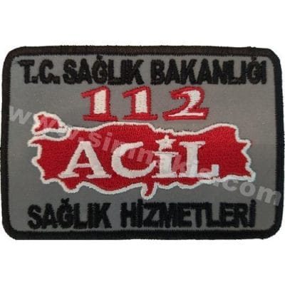 112 Acil servisi nakış işleme arma patch reflektörlü kumaşa 7x9 cm
