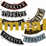 Türkiye yazıları çeşitli ölçülerde nakış işleme arma patch