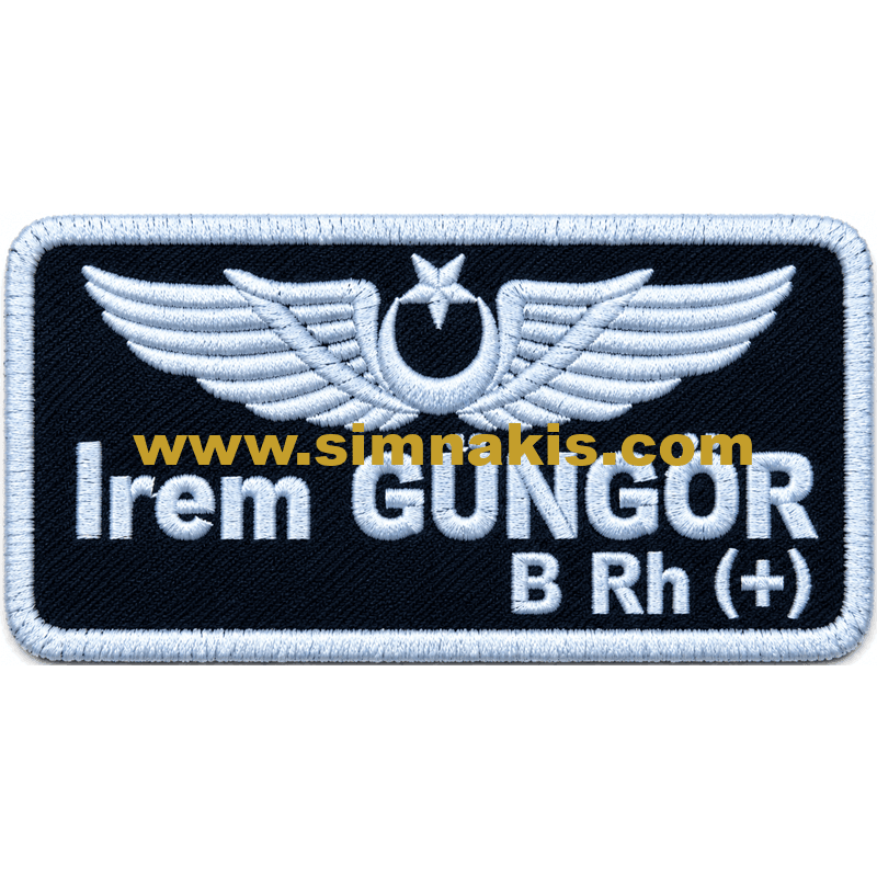 isim4 Havacı isimlik siyah kumaş beyaz nakış işleme arma patch 9x4.5 cm - Görsel 1