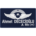 Havacı Pilot Yaka isimliği Nakış İşleme 9x5 cm