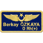 Havacı isimlik lacivert kumaş sarı nakış işleme arma patch peç 5x9 cm