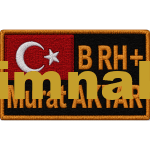 Yaka isimliği Türk Bayraklı İsimlik Nakış İşleme 8x4,5 cm