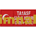 Bayraklı Personel Yaka isimliği Nakış İşleme 9x4,5 cm
