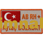 Yaka isimliği Türk Bayraklı Beyaz Reflektörlü Nakış İşleme 8x5 cm