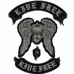Live Free Ride Free nakış işleme arma patch peç seti 35x45 cm
