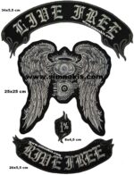 Live Free Ride Free nakış işleme arma patch peç seti 35x45 cm - Görsel 2