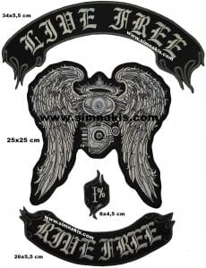 Live Free Ride Free nakış işleme arma patch peç seti 35x45 cm - Görsel 2