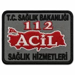 112 Acil Sağlık Hizmetleri Reflektörlü Nakış Arması 7×9 cm