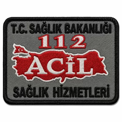 112 Acil Sağlık Hizmetleri Reflektörlü Nakış Arması 7×9 cm