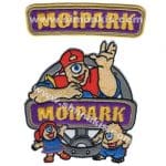 Moipark logo nakış işleme arma patch 2 parça 10x10 cm yazı 10x3 cm