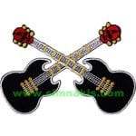 Müzisyen gitar nakış işleme arma 11x7.5 cm