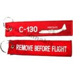 C-130 uçak baskı kumaş anahtarlık çift taraflı 13x3 cm