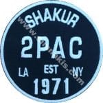 Shakur 2pac la est ny 1971 nakış işleme arma patch siyah kumaş beyaz nakış 7x7 cm