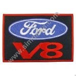 Ford V8 Nakış İşleme Arması Siyah 8x5,5 cm