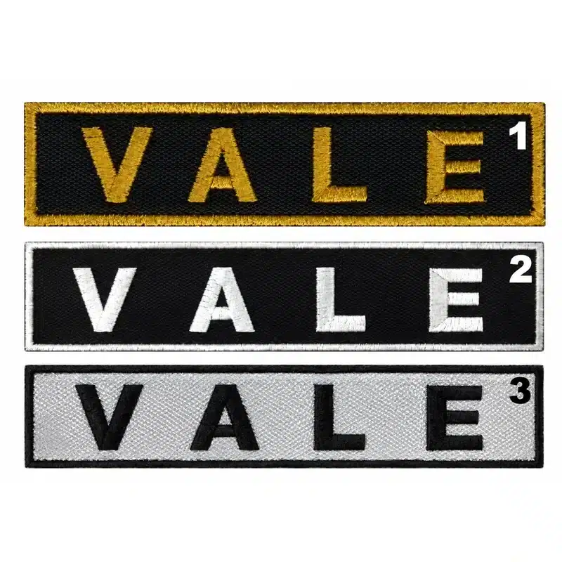 Vale Yazısı Nakış Arma Patch – 3 Renk Seçeneği Vale Yazısı Nakış İşleme Arma Patch – 3 Farklı Renk Seçeneği 10x2,5 cm - Görsel 1