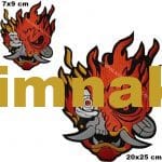Alev alev şeytan nakış işleme arma patch peç 7x9 cm & 20×25 cm