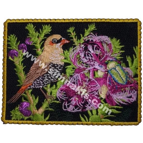 Kuş ve çiçekler motifi nakış işleme arma patch peç 8,5×11 cm Sim