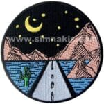 Yıldızlı Gece Altında Uzun Yol nakış işleme arma patch 8x8 cm