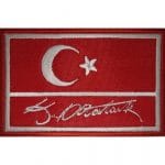Türk Bayrak nakış işleme arma patch peç kemal atatürk imzalı 5x8 cm