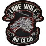 Lone Wolf No Club nakış işleme arma patch peç 35x32 cm