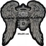 Motorcu motor kanatları nakış işleme arma patch 25x25 cm