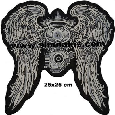 Motorcu motor kanatları nakış işleme arma patch 25x25 cm