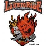 Liveto ride ölüm alev ateş kuru kafa motor nakış işleme arma patch peç