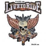 Liveto to ride death dishonor before nakış işleme arma patch peç