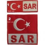 Sar türk bayrak nakış işleme arma patch peç 3x8 cm 8x8 cm