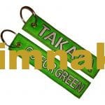 Takata go for green kumaş nakış işleme anahtarlık cift taraflı 3x13 cm
