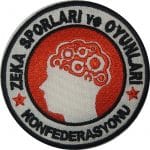 Zeka sporları ve oyunları konfederasyonu nakış işleme arma patch peç 7.5x7.5 cm