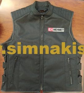 Göktürk ayyıldız bayrak hazır yelek üzerine nakış işleme uygulamamız - Görsel 2